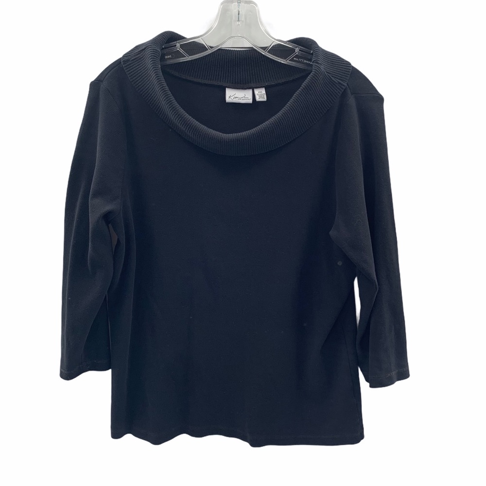 Kim Rogers 3/4 Sleeve Cowl Neck Sweater Black XL P